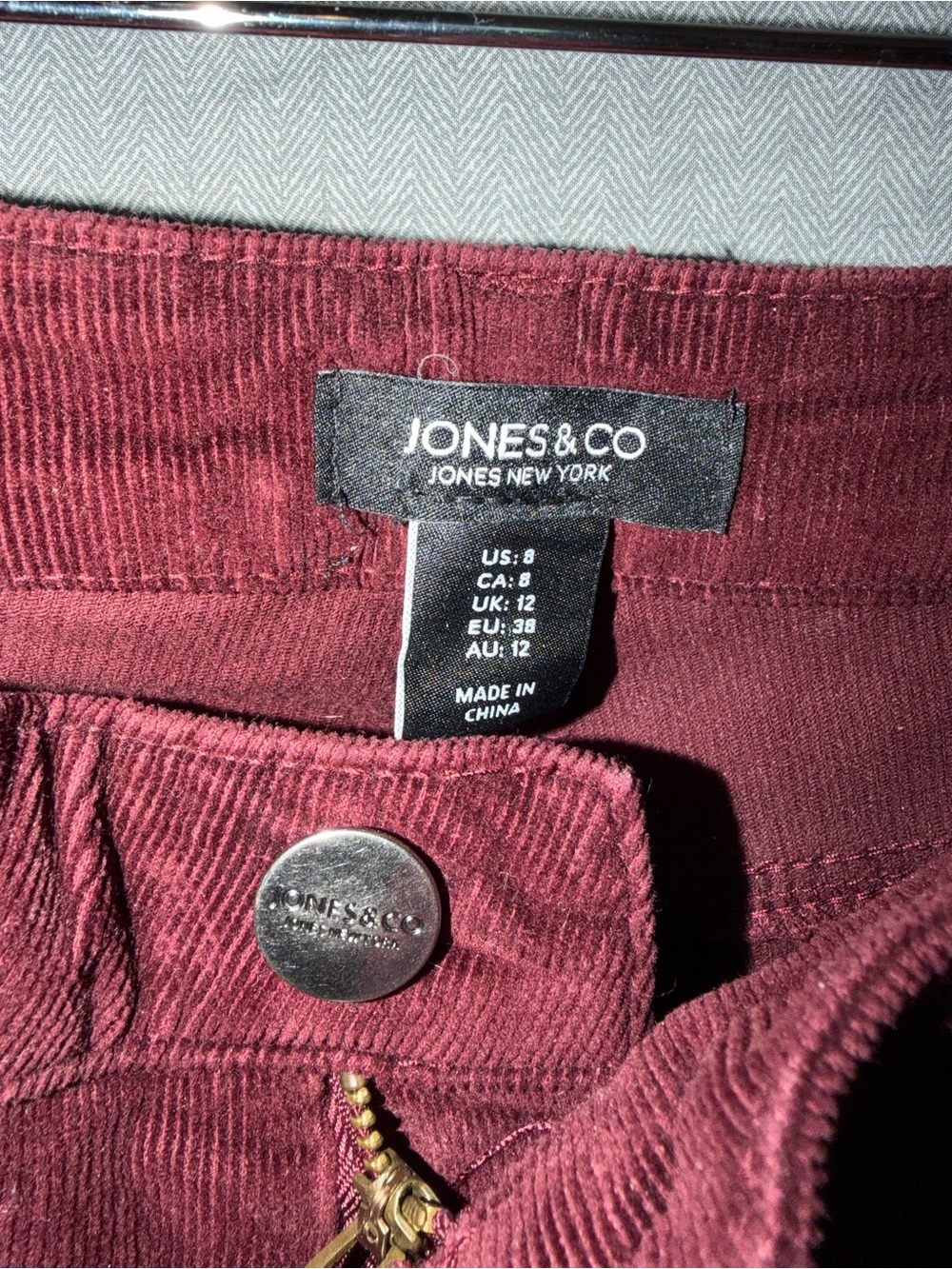 Jones New York Straight-Leg Corduroy Jeans in Deep Burgundy - Picture 2 of 2